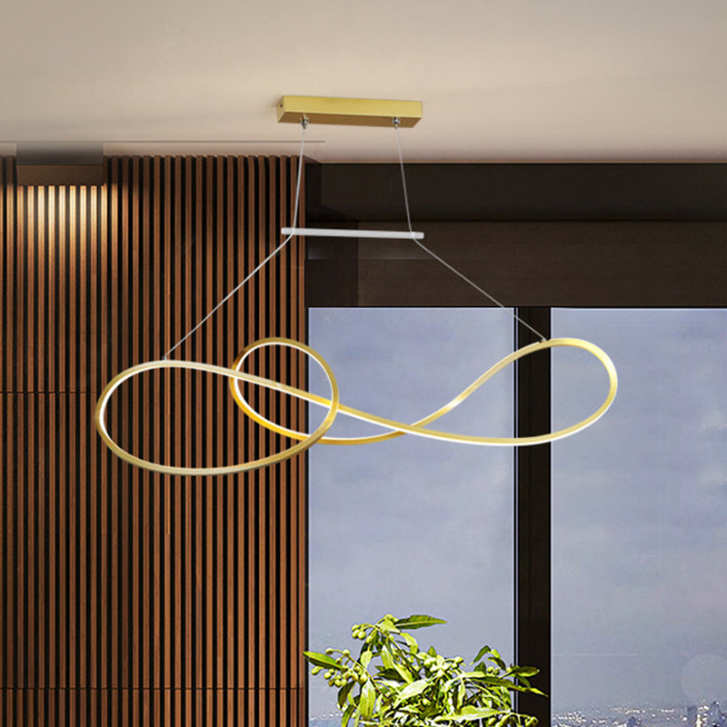 Nordic Style Metal Twisted Line Pendant Chandelier - Black/White/Gold - LED - Dining Room Lighting - Warm/White Light