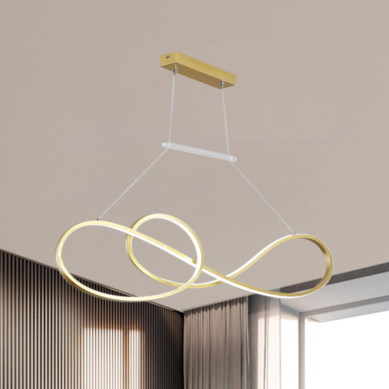 Nordic Style Metal Twisted Line Pendant Chandelier - Black/White/Gold - LED - Dining Room Lighting - Warm/White Light