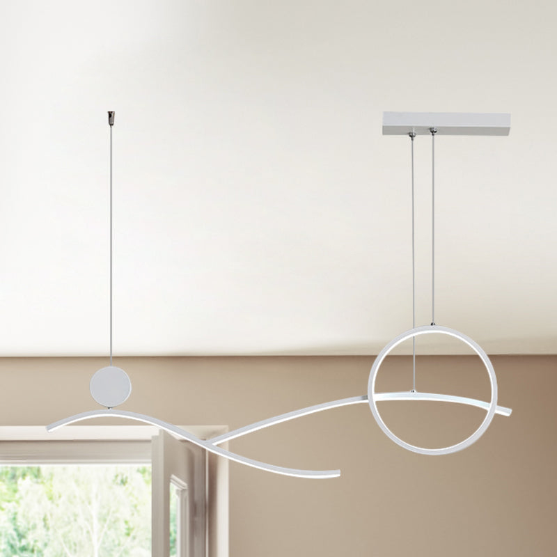Simplicity Metallic Led Hanging Chandelier: Circle & Branch Down Lighting Black/White/Gold