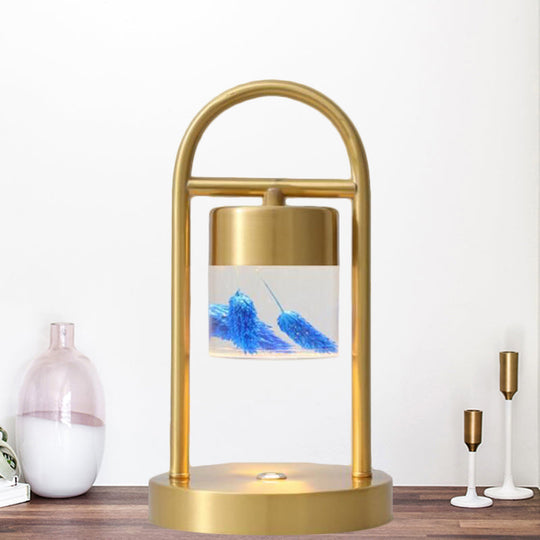 Nusakan - Simplicity Clear Glass LED Desk Light with U-Shaped Metal Frame - Gold