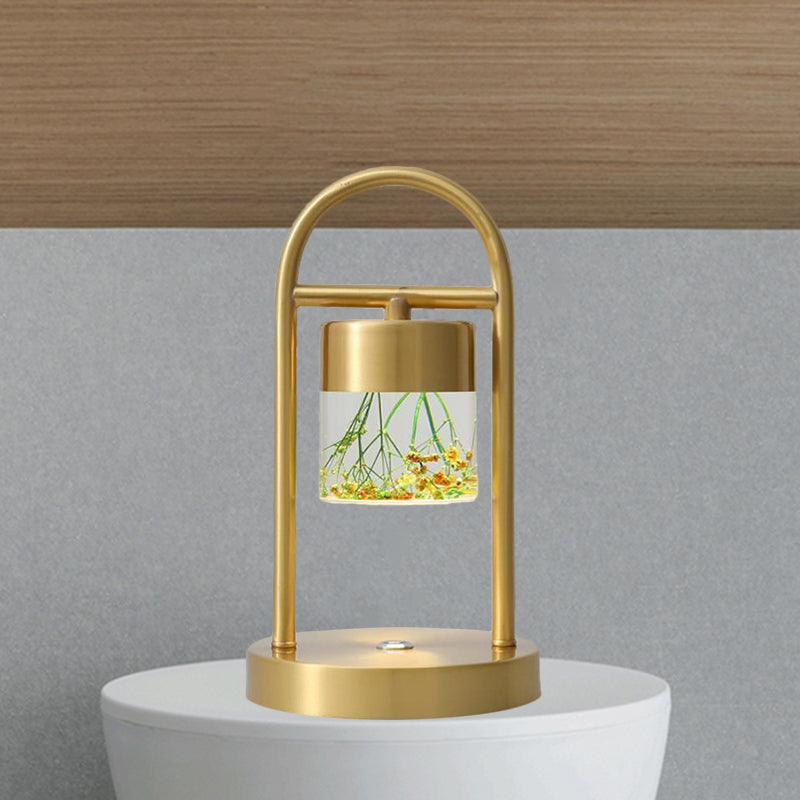 Minimalist Gold Column Led Desk Lamp With Clear Glass Shade And Metal Frame / Design 7