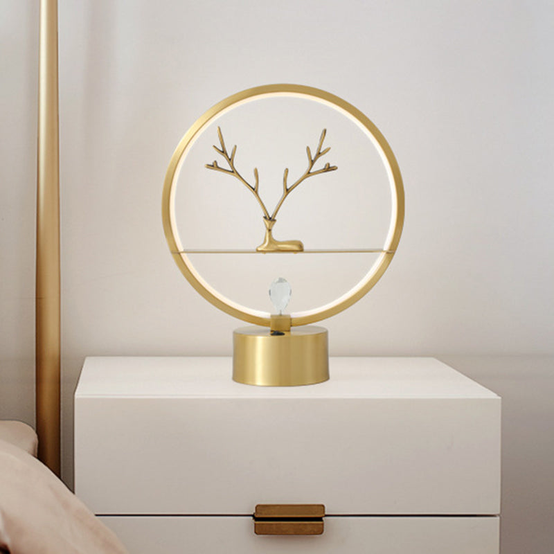 Metal Led Desk Light With Deer Design - Nordic Style Night Table Lighting (Gold) Gold