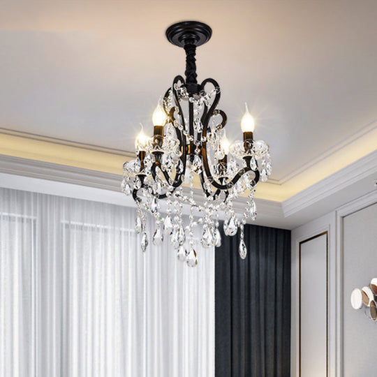 Modern Black Bedroom Chandelier - 4/5 Lights Crystal Stands Swag Hanging Ceiling Fixture 4 /
