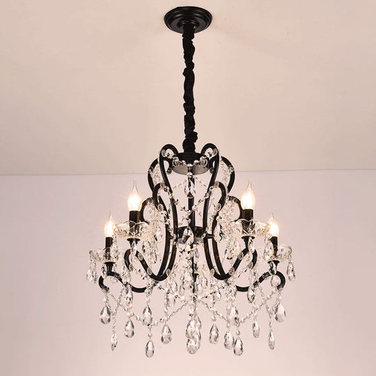 Modern Black Bedroom Chandelier - 4/5 Light Crystal Stands - Swag Hanging Ceiling Fixture