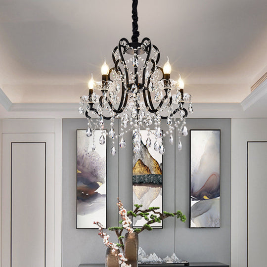 Modern Black Bedroom Chandelier - 4/5 Lights Crystal Stands Swag Hanging Ceiling Fixture