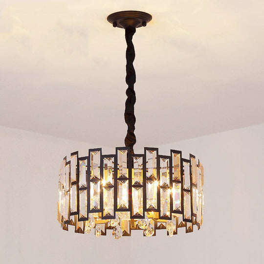 Crystal-Encrusted Modern Gold Chandelier For Bedroom - 6/5 Lights 19.5/16 Wide Black / 16
