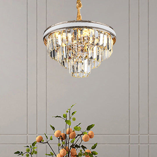 Modern Tapered Hanging Chandelier with Clear Crystal Prisms - 16/6 Lights, 31.5"/18.5" Wide