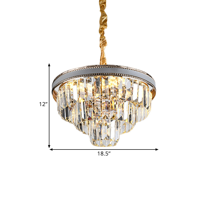 Modern Clear Crystal Prism Chandelier 16/6 Lights Tapered Hanging Pendant Lamp 31.5/18.5 Wide