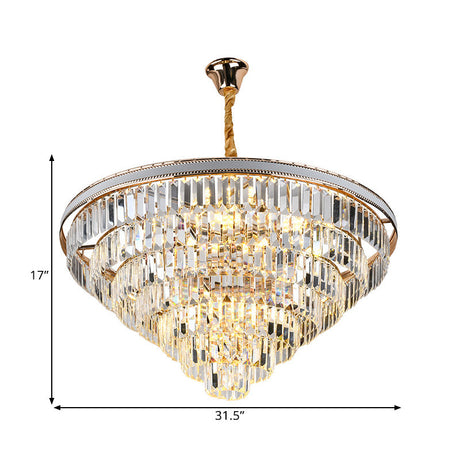 Modern Clear Crystal Prism Chandelier 16/6 Lights Tapered Hanging Pendant Lamp 31.5/18.5 Wide