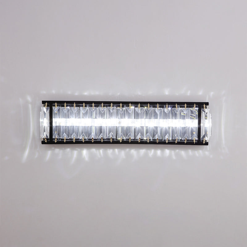 Modern Led Crystal Rectangular Sconce: Black Wall Mounted Bedside Lighting