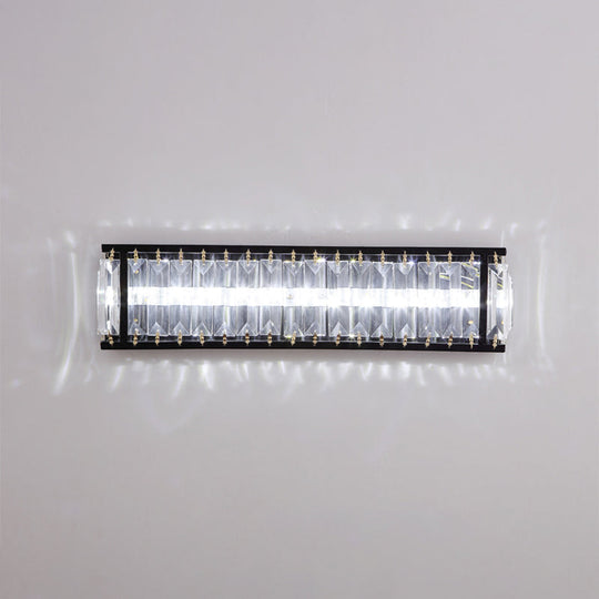 Modern Led Crystal Rectangular Sconce: Black Wall Mounted Bedside Lighting