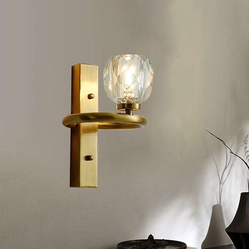 Modern Gold Sphere Crystal Wall Lamp - Elegant Bedchamber Sconce Lighting