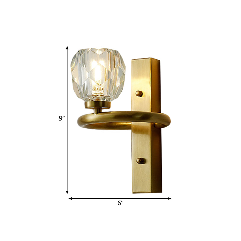Modern Gold Sphere Crystal Wall Lamp - Elegant Bedchamber Sconce Lighting