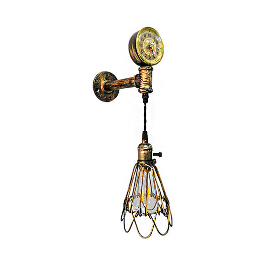 Metal Farmhouse Wall Sconce With Aged Brass Finish And Corridor Gauge