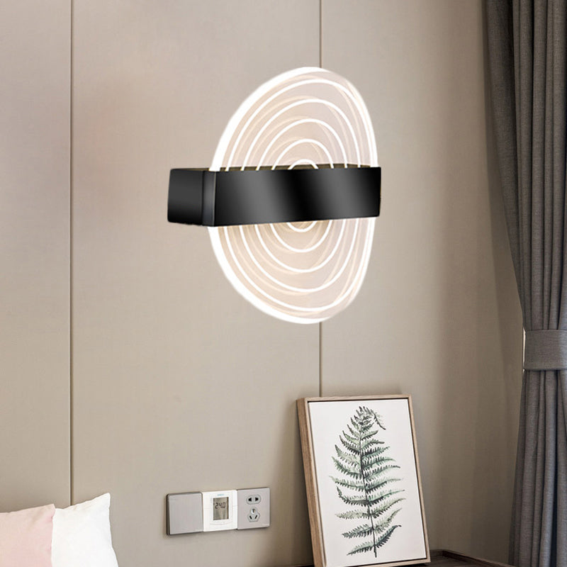 Modern Black/Gold Acrylic Circle Led Wall Sconce For Living Room