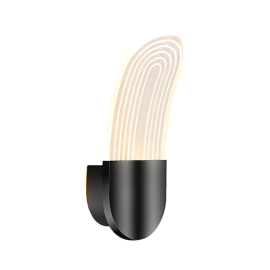 Contemporary Acrylic Led Bedside Wall Lamp: Curved Oval Sconce Light In Black/Gold