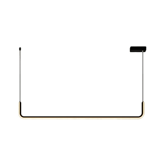 Simple LED Multi Ceiling Light with Metal Shade Black/Gold Linear Pendant in Warm/White Light, 35.5"/47" Long