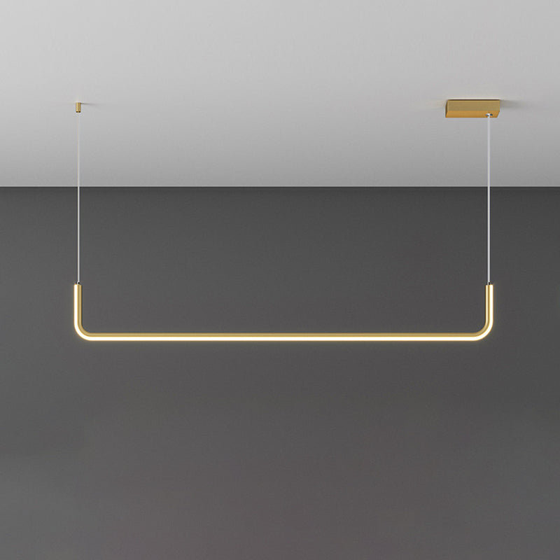 Simple LED Multi Ceiling Light with Metal Shade Black/Gold Linear Pendant in Warm/White Light, 35.5"/47" Long