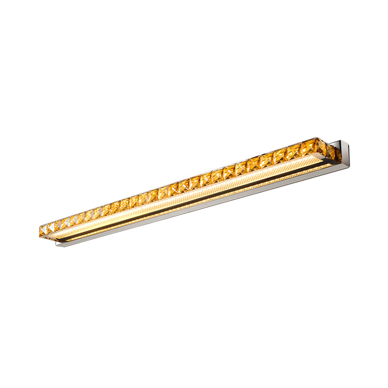 Contemporary Crystal Gold Wall Sconce - Linear Vanity Light With Warm/White For Bathroom Multiple
