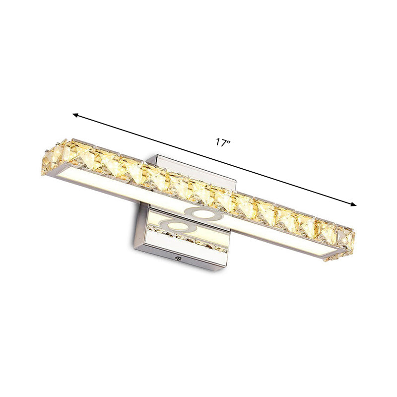 Modern Crystal Vanity Light: Silver/Champagne Linear Wall Sconce With 1 Light In Warm/White For