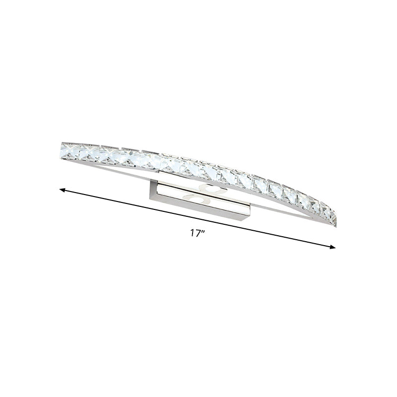 Contemporary Crystal Silver Wall Sconce Light - Bow Shaped Vanity Lighting For Bathroom Warm/White