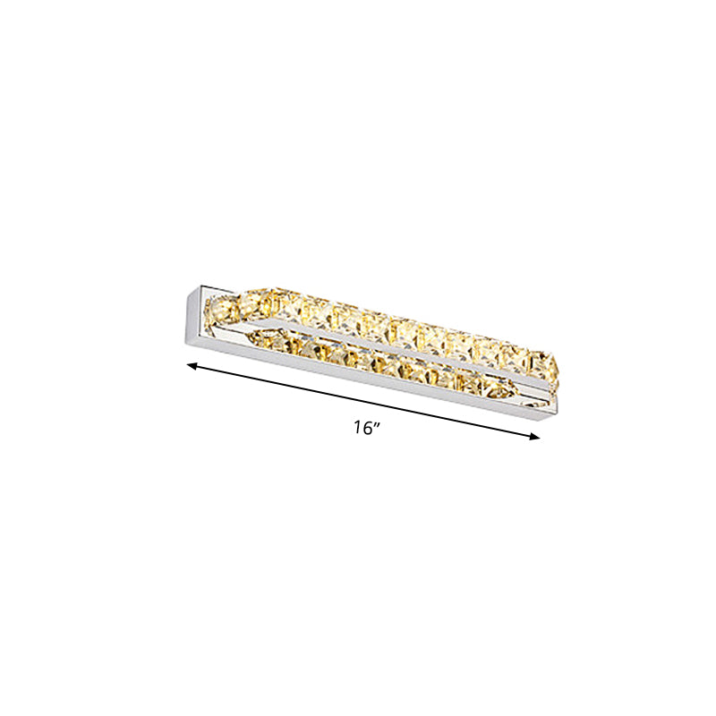 Modern Linear Wall Mounted Vanity Sconce For Bathroom - Clear/Amber Crystal Warm/White Light
