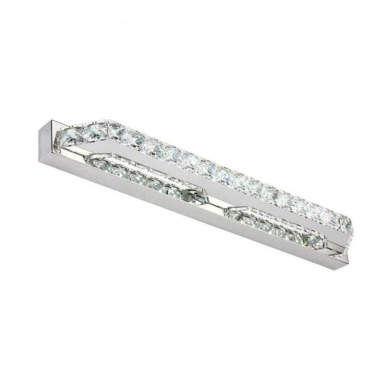 Modern Linear Wall Mounted Vanity Sconce For Bathroom - Clear/Amber Crystal Warm/White Light