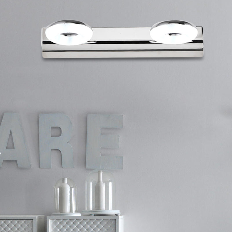 2/3 Head Bathroom Wall Vanity Light With Acrylic Shade - Silver Finish Warm/White Lighting