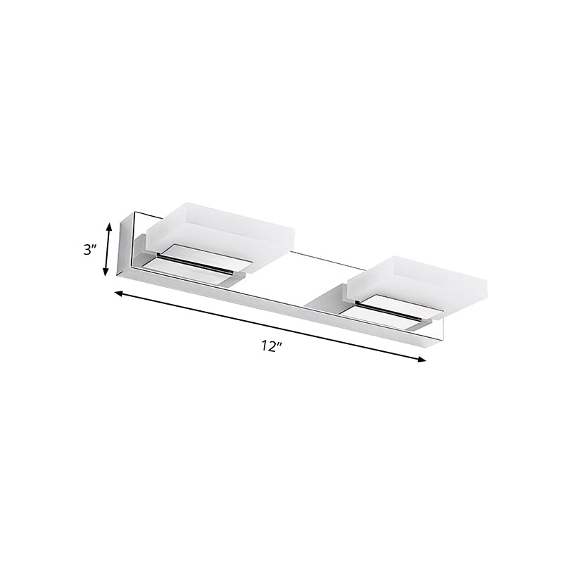 Chrome Wall Sconce With Brick Acrylic Shade For Bathroom Vanity - Choose From 2/3/5 Warm White