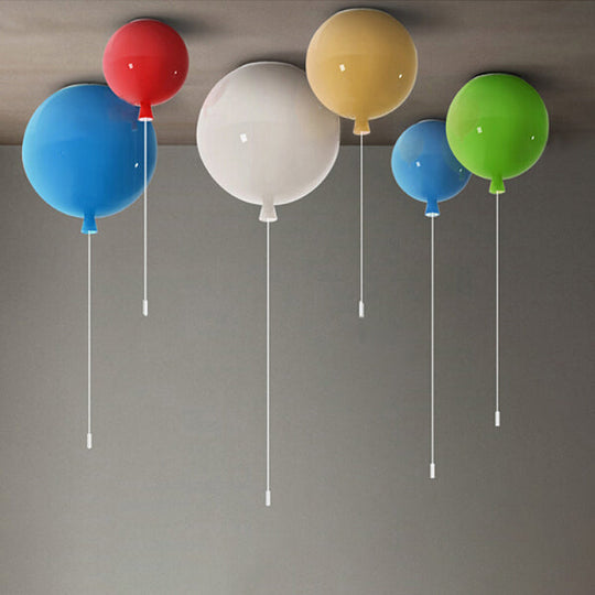 Modern Balloon Flush Ceiling Light Stylish Acrylic Lamp For Foyer Yellow / 8