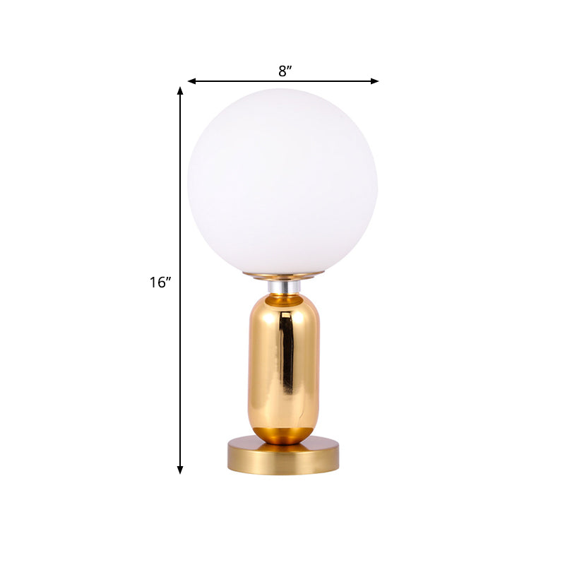 Contemporary Ball Shape Wall Lamp - White Glass Single Light With Gold Metal Base