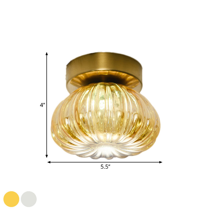 Sleek Clear/Amber Glass Led Ceiling Light Fixture - 5.5/11 W