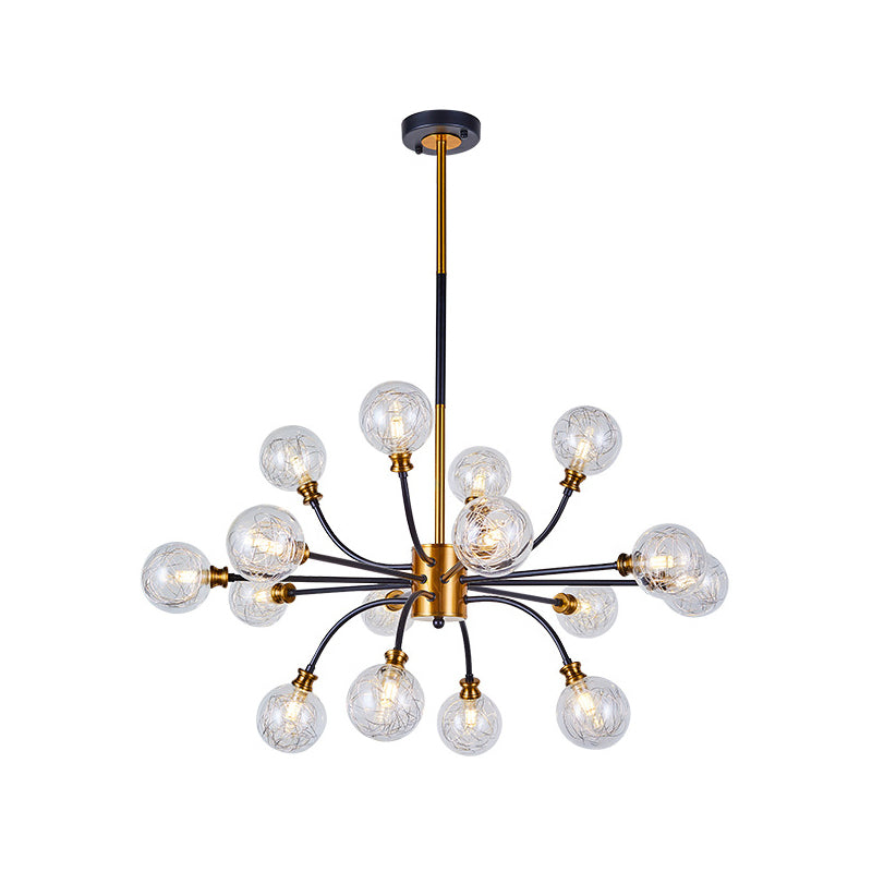 Bubble Suspended Lighting: Contemporary Glass Chandelier With 12/16-Lights And Elegant Curvy Arm In