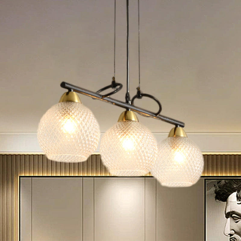 Modern Hanging Chandelier: Clear Glass Dual Bulb Pendant Light Kit In Black