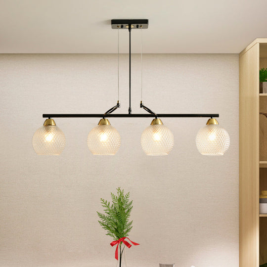 Modern Hanging Chandelier: Clear Glass Dual Bulb Pendant Light Kit In Black 4 / Prismatic