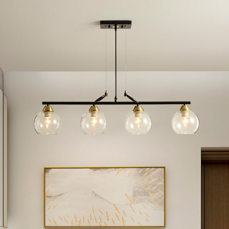 Modern Hanging Chandelier: Clear Glass Dual Bulb Pendant Light Kit In Black 4 /