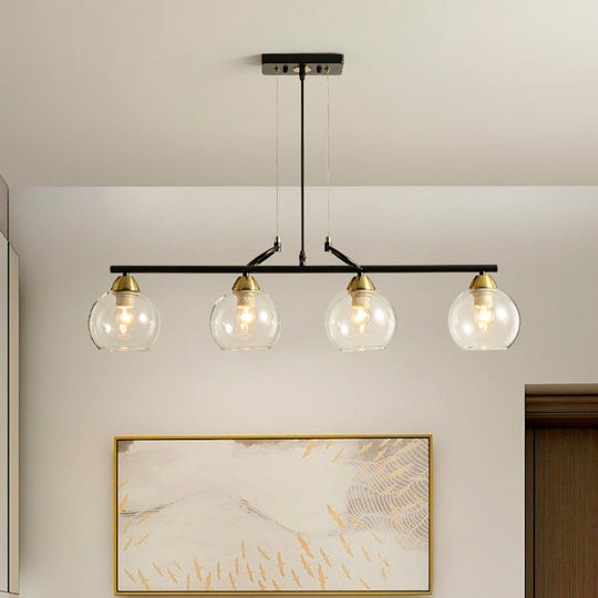Modern Hanging Chandelier: Clear Glass Dual Bulb Pendant Light Kit In Black 4 /