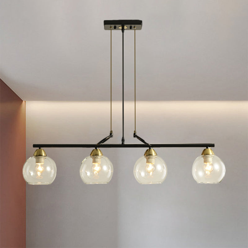 Contemporary Black Hanging Chandelier with Clear/Prismatic Glass, 3/4 Bulbs - Modern Pendant Light Kit for Dining Hall