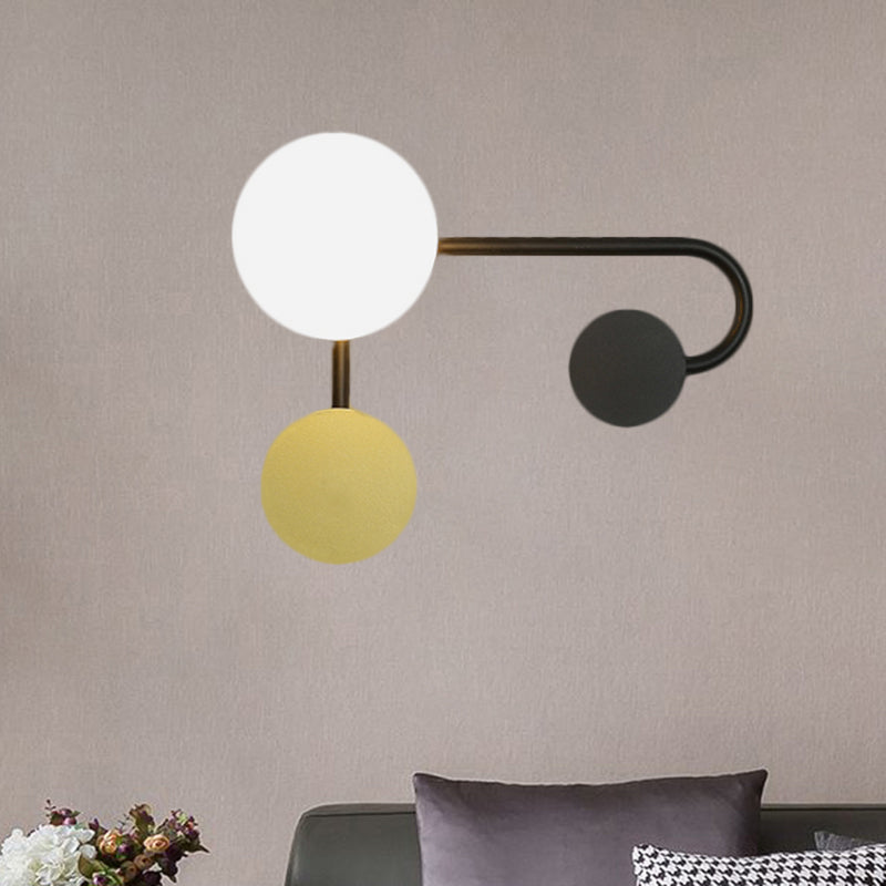 Nordic Style Pvc Round Wall Sconce Light - Black/Gold Mounted Lamp