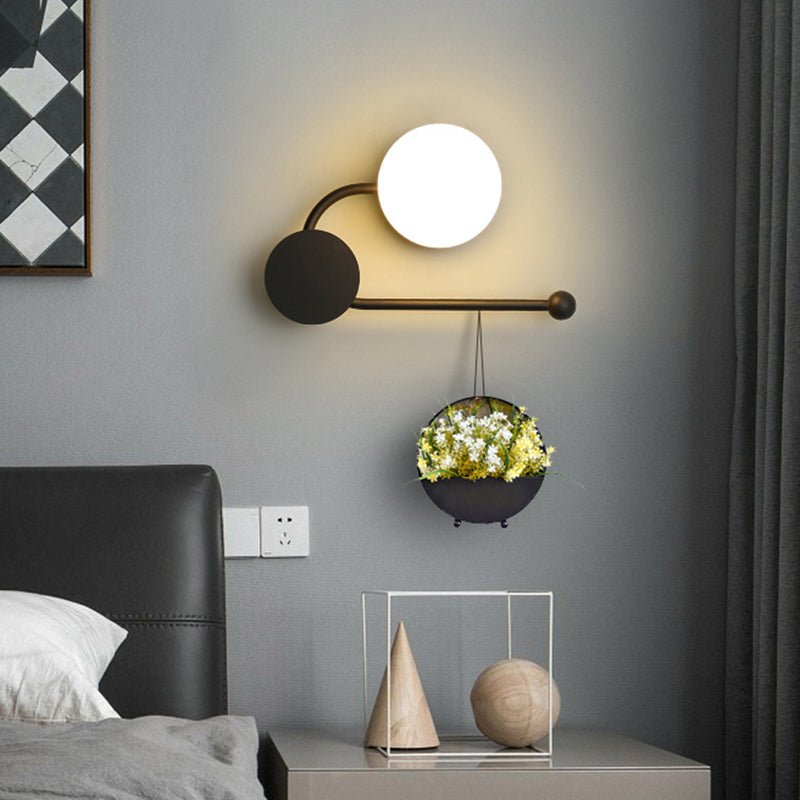 Nordic Style Pvc Round Wall Sconce Light - Black/Gold Mounted Lamp Black-Gold / B