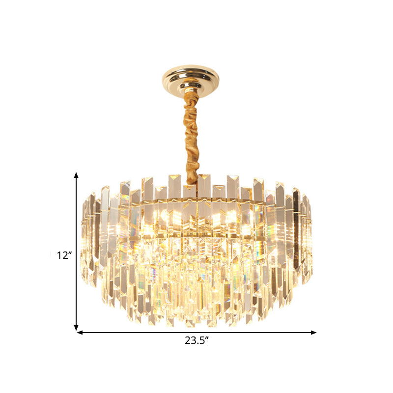 Contemporary Clear Crystal Prismatic Pendant Light Fixture - 8/10 Bulbs, 18"/23.5" Wide