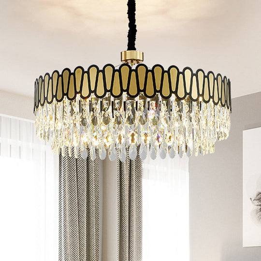 Modern Led Gold Ceiling Pendant Light With Clear Crystal Drops Chandelier