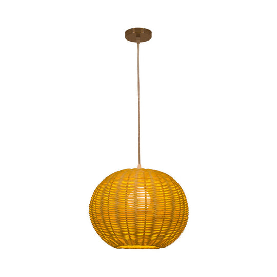 Handmade Rattan Pendant Lamp - Asian Style 1-Light Beige Ideal For Restaurants