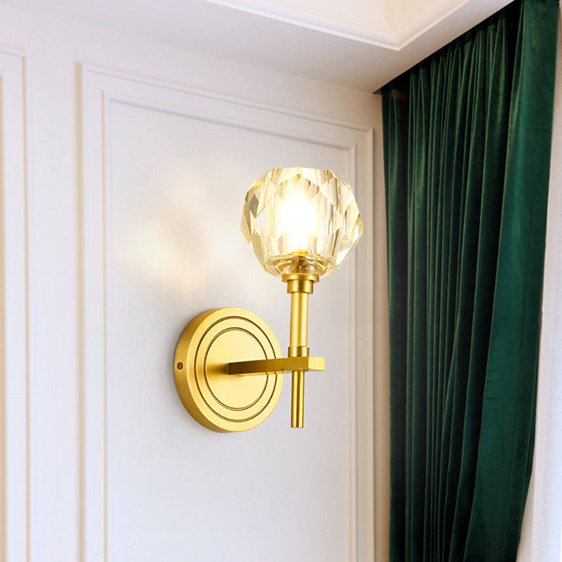 Contemporary Gold Wall Sconce With Clear Bevel Cut Glass - Elegant Lighting Solution 1 /