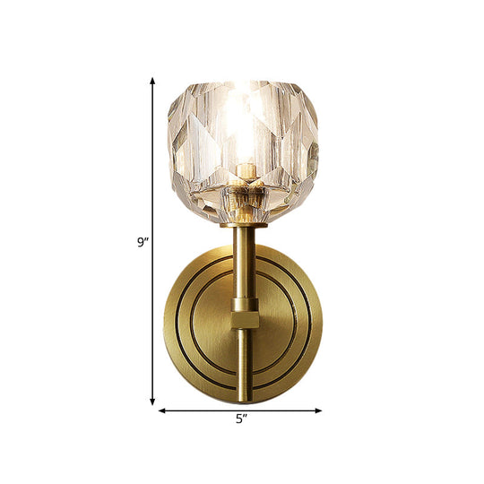 Contemporary Gold Wall Sconce With Clear Bevel Cut Glass - Elegant Lighting Solution