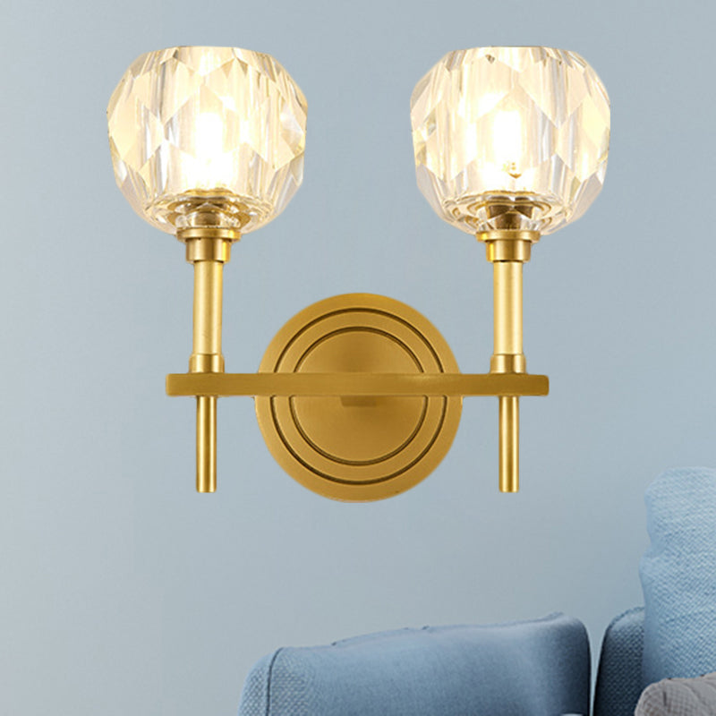 Contemporary Gold Wall Sconce With Clear Bevel Cut Glass - Elegant Lighting Solution 2 /