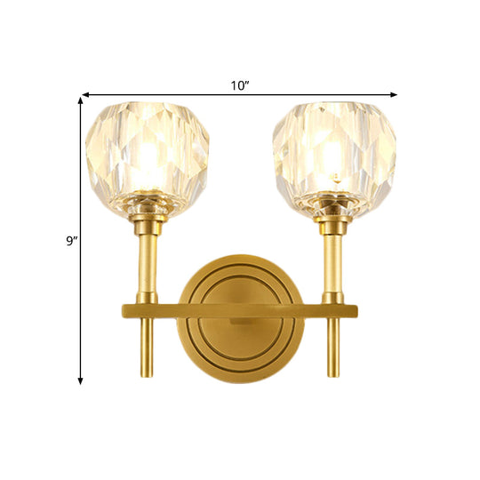 Contemporary Gold Wall Sconce With Clear Bevel Cut Glass - Elegant Lighting Solution