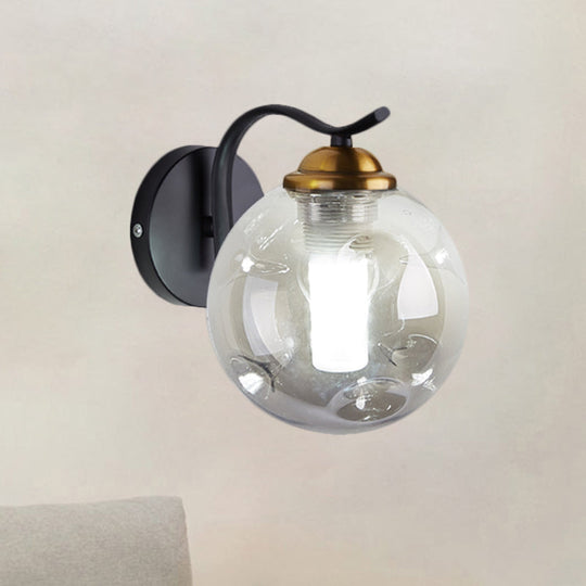 Modernist Bubbly Wall Sconce In Amber/Smoke Gray Glass - Drawing Room Light Mounted Black/Gold