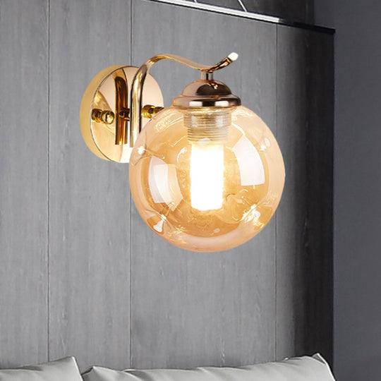 Modernist Bubbly Wall Sconce In Amber/Smoke Gray Glass - Drawing Room Light Mounted Black/Gold 1 /