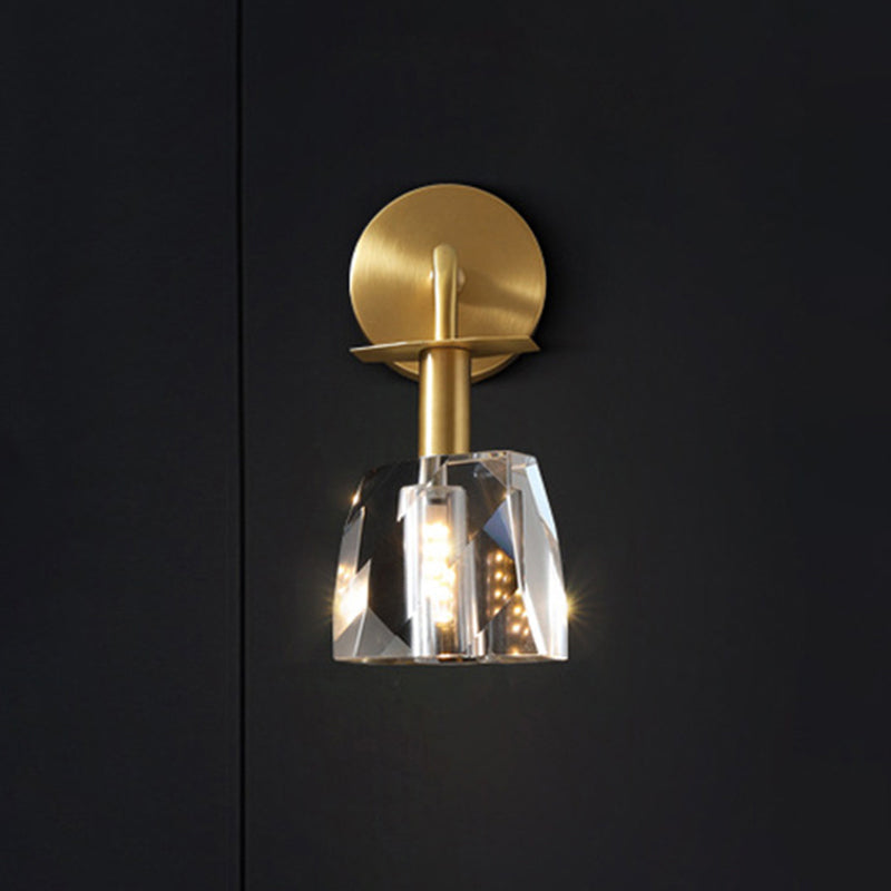 Modern Led Crystal Wall Sconce - Clear Half Ball Bedchamber Lamp